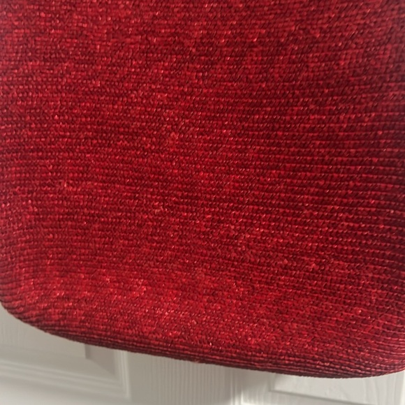 Red straw shoulder bag, medium size - Picture 3 of 5